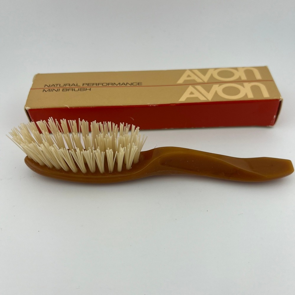 Vintage 1982 Avon Natural Performance Mini Brush With Box Travel Hair Brush - Picture 2 of 7